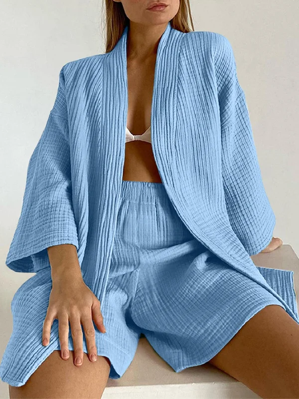 Textured Dropped Shoulder Cardigan and Shorts Set Anti-Pilling Anti-Shrink Durable Anti-Pilling Anti-Shrink Durable Textured Dropped Shoulder Cardigan and Shorts Set Anti-Pilling Anti-Shrink Durable Anti-Pilling Anti-Shrink Durable