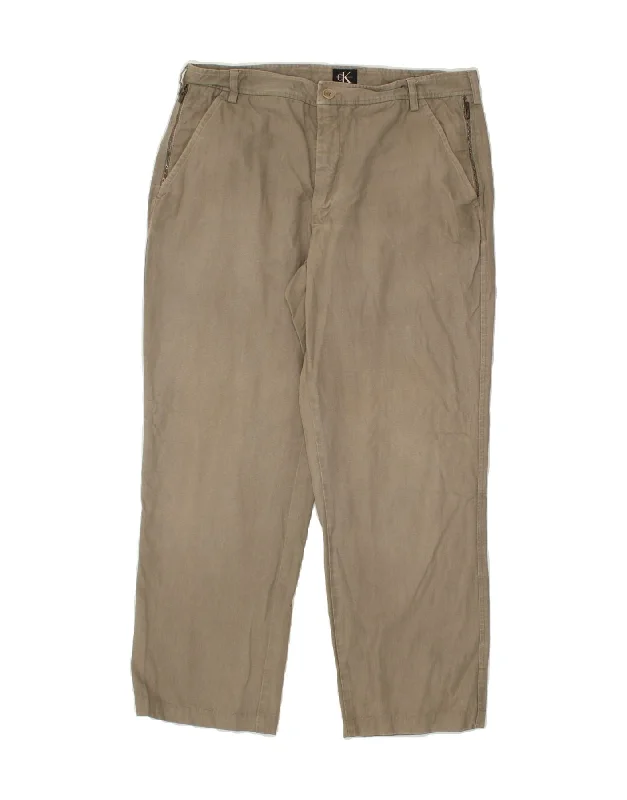 CALVIN KLEIN Mens Straight Chino Trousers EU 52 XL W36 L28 Khaki Cotton Trousers sophisticated sleek Trousers sophisticated sleek CALVIN KLEIN Mens Straight Chino Trousers EU 52 XL W36 L28 Khaki Cotton Trousers sophisticated sleek Trousers sophisticated sleek