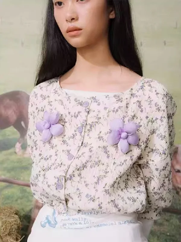 Good bow splicing floral cardigan【s0000007701】 Spandex Rayon Corduroy Spandex Rayon Corduroy Good bow splicing floral cardigan【s0000007701】 Spandex Rayon Corduroy Spandex Rayon Corduroy