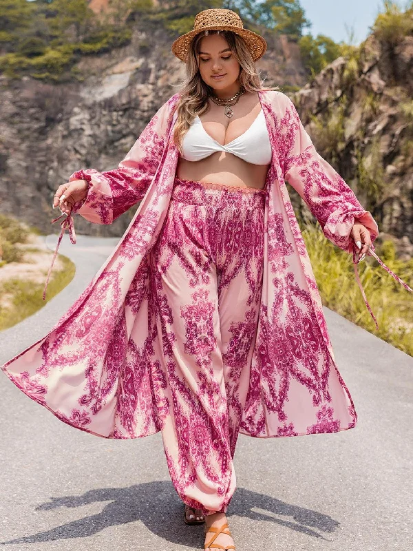 Plus Size Open Front Cardigan and Pants Set Patchwork Embroidered Appliqued Patchwork Embroidered Appliqued Plus Size Open Front Cardigan and Pants Set Patchwork Embroidered Appliqued Patchwork Embroidered Appliqued