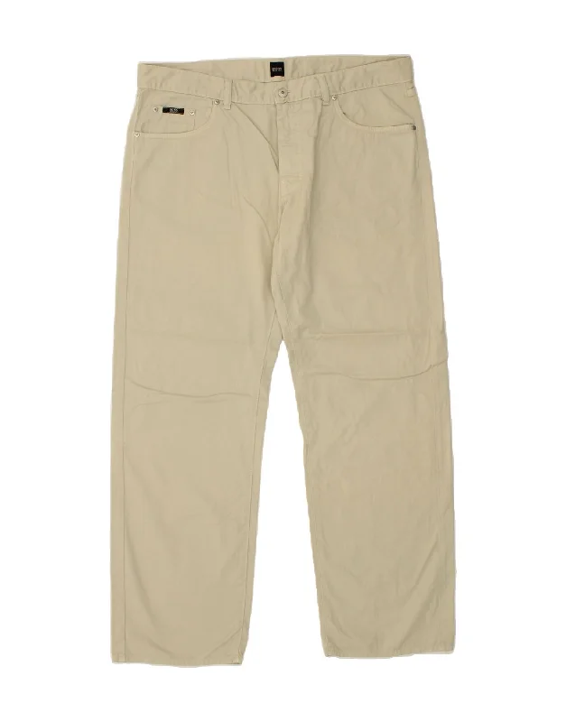 HUGO BOSS Mens Straight Casual Trousers W38 L30 Beige Cotton Trousers Satin Smooth Trousers Satin Smooth HUGO BOSS Mens Straight Casual Trousers W38 L30 Beige Cotton Trousers Satin Smooth Trousers Satin Smooth