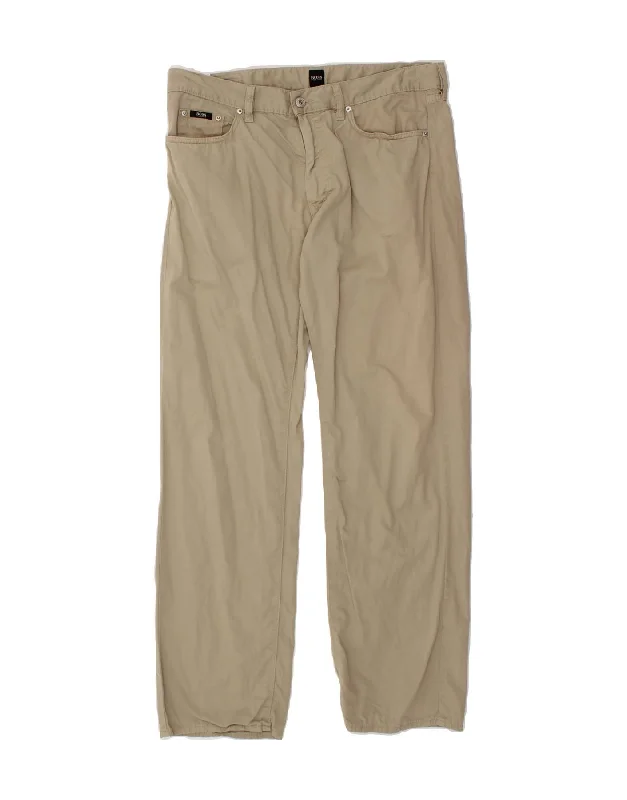 HUGO BOSS Mens Straight Casual Trousers W36 L32 Beige Cotton Trousers High Rise Slim Fit Trousers High Rise Slim Fit HUGO BOSS Mens Straight Casual Trousers W36 L32 Beige Cotton Trousers High Rise Slim Fit Trousers High Rise Slim Fit