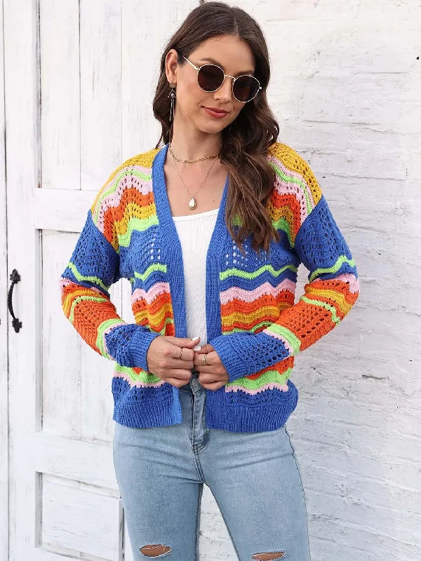 Open Front Openwork Cardigan Velvet Chenille Corduroy Velvet Chenille Corduroy