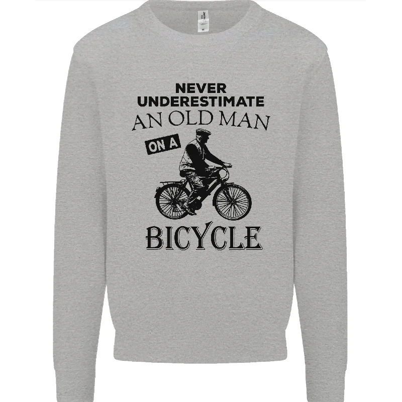 Cycling Never Underestimate Old Man Mens Sweatshirt Jumper Hoodie with Mesh Breathable Sporty Hoodie with Mesh Breathable Sporty