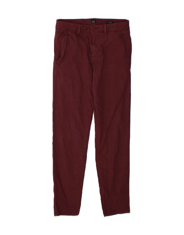 HUGO BOSS Mens Tapered Chino Trousers W30 L32 Burgundy Cotton Wide Leg Loose Fit Mid Waist Wide Leg Loose Fit Mid Waist HUGO BOSS Mens Tapered Chino Trousers W30 L32 Burgundy Cotton Wide Leg Loose Fit Mid Waist Wide Leg Loose Fit Mid Waist
