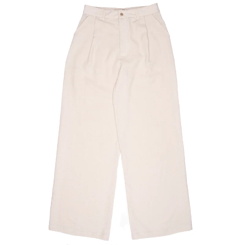 Relaxed Pleated Trouser - French Linen Fine Canvas - Ecru Trousers Ceremony Elegant Trousers Ceremony Elegant Relaxed Pleated Trouser - French Linen Fine Canvas - Ecru Trousers Ceremony Elegant Trousers Ceremony Elegant