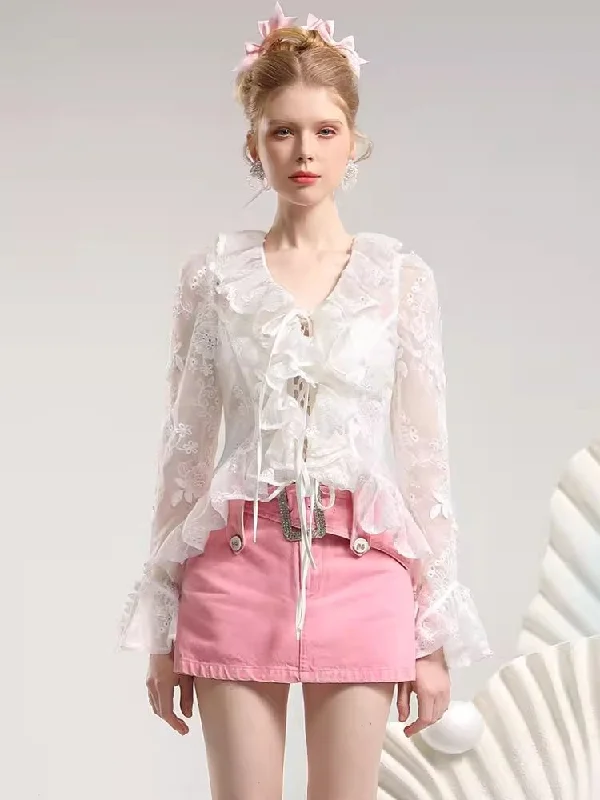 Embroidery Organza Tie Romantic Cardigan【s0000007275】 Fleece Cardigan Nylon Polyester Fleece Cardigan Nylon Polyester