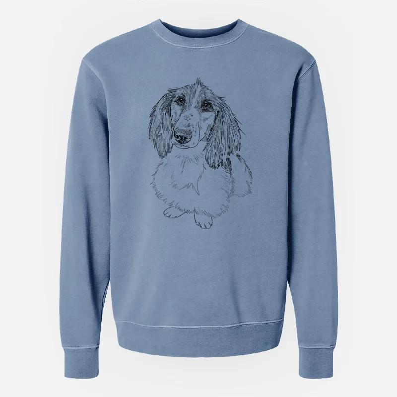 Doodled Bella the Long Haired Dachshund - Unisex Pigment Dyed Crew Sweatshirt Hoodie with Hem Fringe Bohemian Relaxed Hoodie with Hem Fringe Bohemian Relaxed Doodled Bella the Long Haired Dachshund - Unisex Pigment Dyed Crew Sweatshirt Hoodie with Hem Fringe Bohemian Relaxed Hoodie with Hem Fringe Bohemian Relaxed