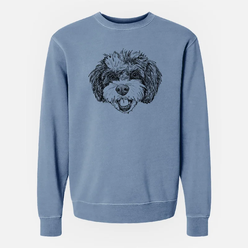 Doodled Santana Banana the Bichon Poodle - Unisex Pigment Dyed Crew Sweatshirt Hoodie with Set-In Sleeves Structured Classic Hoodie with Set-In Sleeves Structured Classic