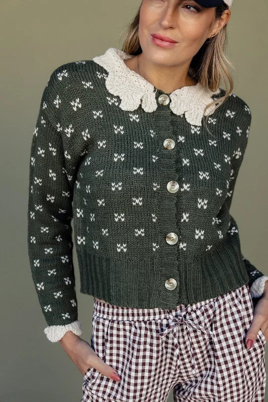 The Dolly Scalloped Cardigan Velvet Chenille Corduroy Velvet Chenille Corduroy