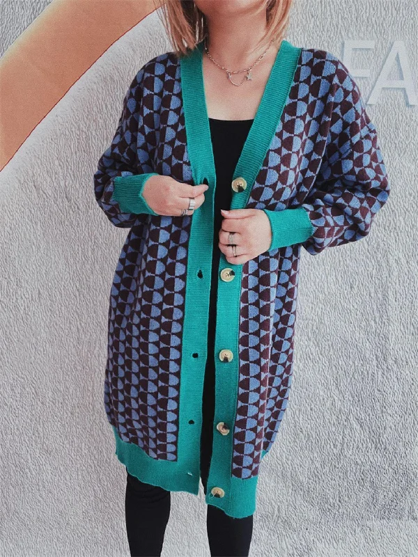 Contrast Trim Geometric Button Down Cardigan Zippered Front Buttoned Front Snap Front Zippered Front Buttoned Front Snap Front Contrast Trim Geometric Button Down Cardigan Zippered Front Buttoned Front Snap Front Zippered Front Buttoned Front Snap Front