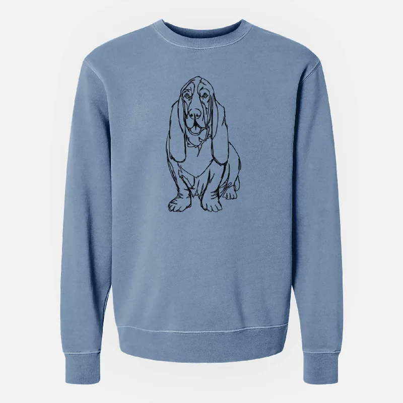 Doodled BassetHound the - Unisex Pigment Dyed Crew Sweatshirt Hoodie with Color Block Contrast Stylish Hoodie with Color Block Contrast Stylish Doodled BassetHound the - Unisex Pigment Dyed Crew Sweatshirt Hoodie with Color Block Contrast Stylish Hoodie with Color Block Contrast Stylish