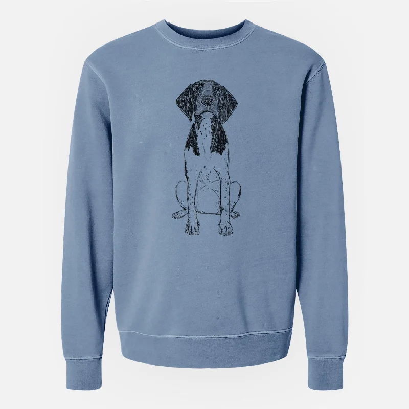 Doodled Winchester the German Shorthaired Pointer - Unisex Pigment Dyed Crew Sweatshirt Hoodie with Reflective Safety Nightwear Hoodie with Reflective Safety Nightwear