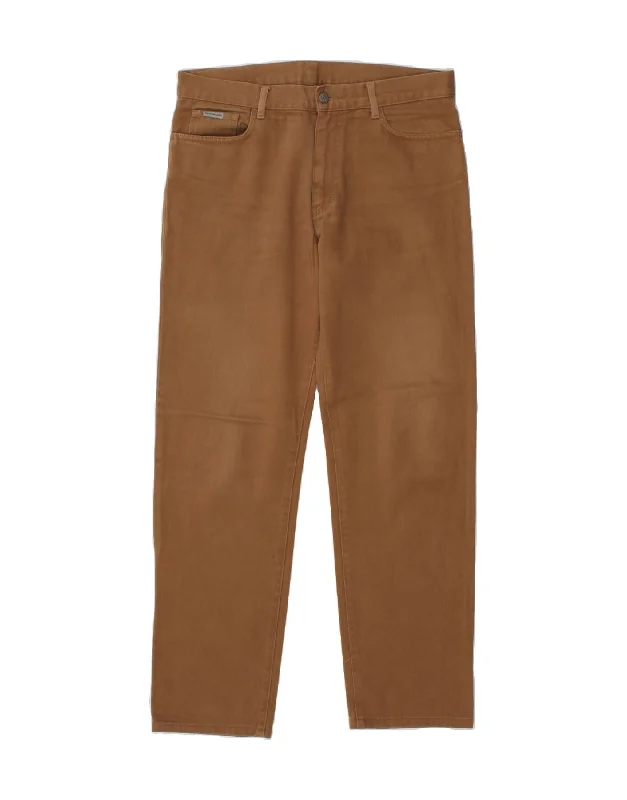 CALVIN KLEIN Mens Straight Casual Trousers W33 L31 Brown Cotton Trousers Harem Relaxed Fit Trousers Harem Relaxed Fit CALVIN KLEIN Mens Straight Casual Trousers W33 L31 Brown Cotton Trousers Harem Relaxed Fit Trousers Harem Relaxed Fit