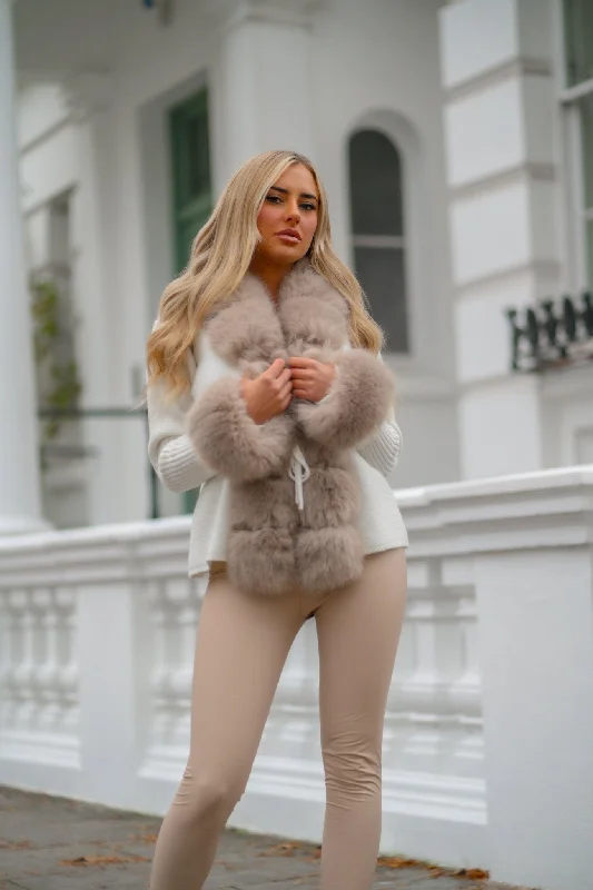 Cream And Beige Premium Faux Fur Trimmed Cardigan Cashmere Blend Cotton Blend Poly Blend Cashmere Blend Cotton Blend Poly Blend Cream And Beige Premium Faux Fur Trimmed Cardigan Cashmere Blend Cotton Blend Poly Blend Cashmere Blend Cotton Blend Poly Blend