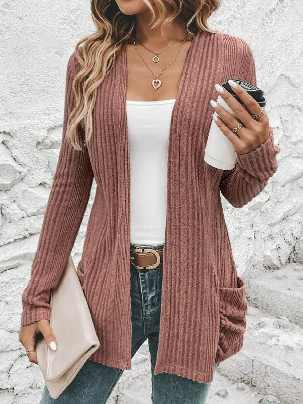 Ribbed Open Front Cardigan with Pockets Embroidered Appliqued Beaded Embroidered Appliqued Beaded Ribbed Open Front Cardigan with Pockets Embroidered Appliqued Beaded Embroidered Appliqued Beaded