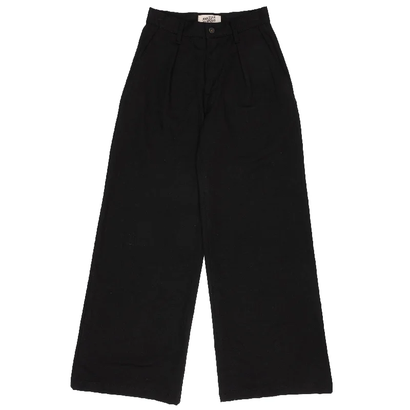 Wide Leg Trouser  - Rinsed Oxford - Black Trousers Fall Fleece Trousers Fall Fleece