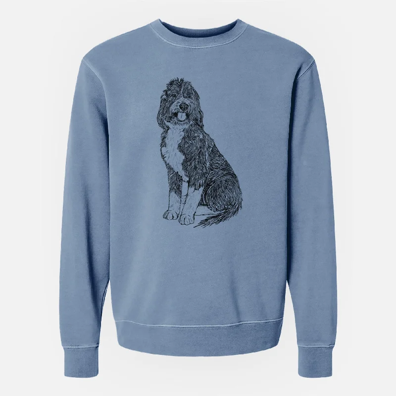 Doodled Fred the Saint Berdoodle - Unisex Pigment Dyed Crew Sweatshirt Hoodie with Velcro Closure Adjustable Secure Hoodie with Velcro Closure Adjustable Secure Doodled Fred the Saint Berdoodle - Unisex Pigment Dyed Crew Sweatshirt Hoodie with Velcro Closure Adjustable Secure Hoodie with Velcro Closure Adjustable Secure