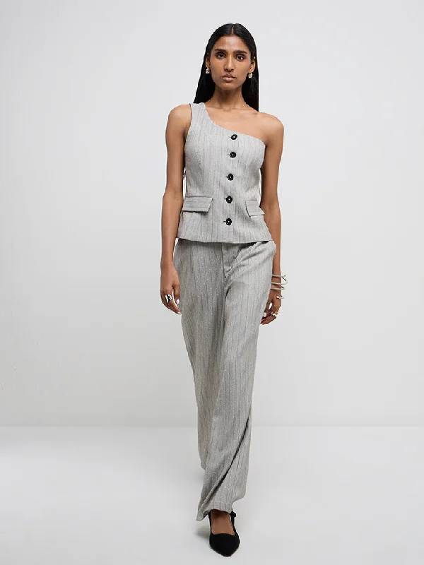 Wardrobe Grey Embellished High-Rise Trousers Trousers sophisticated sleek Trousers sophisticated sleek Wardrobe Grey Embellished High-Rise Trousers Trousers sophisticated sleek Trousers sophisticated sleek