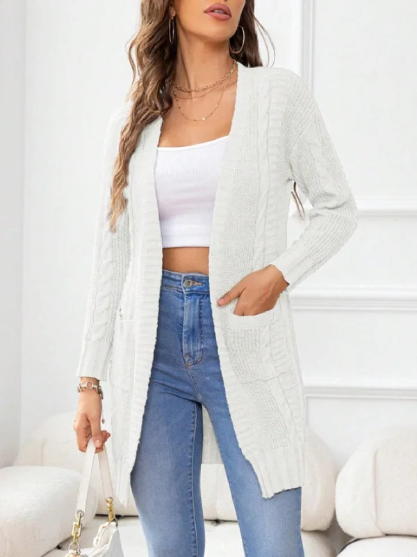 Open Front Long Sleeve Cardigan Neon metallic Matte Neon metallic Matte