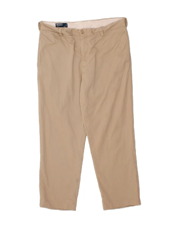 RALPH LAUREN Mens Custom Fit Straight Chino Trousers W36 L28 Beige Cotton Trousers Essential Wardrobe Trousers Essential Wardrobe