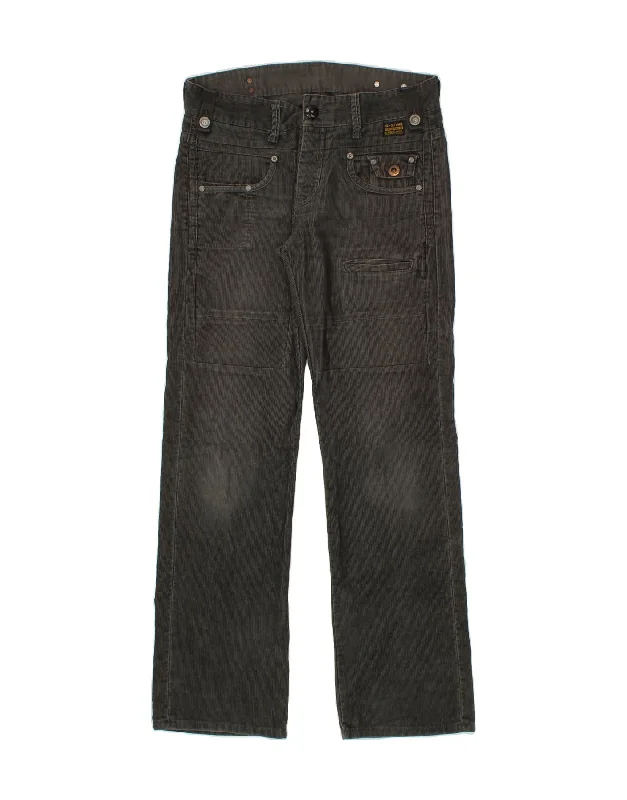 G-STAR Mens Straight Corduroy Trousers W33 L34 Grey Polyester Trousers Mesh Breathable Trousers Mesh Breathable