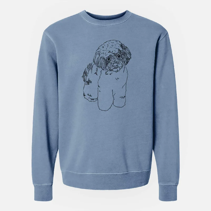 Doodled Tucker the Aussiedoodle - Unisex Pigment Dyed Crew Sweatshirt Hoodie with Velcro Closure Adjustable Secure Hoodie with Velcro Closure Adjustable Secure Doodled Tucker the Aussiedoodle - Unisex Pigment Dyed Crew Sweatshirt Hoodie with Velcro Closure Adjustable Secure Hoodie with Velcro Closure Adjustable Secure