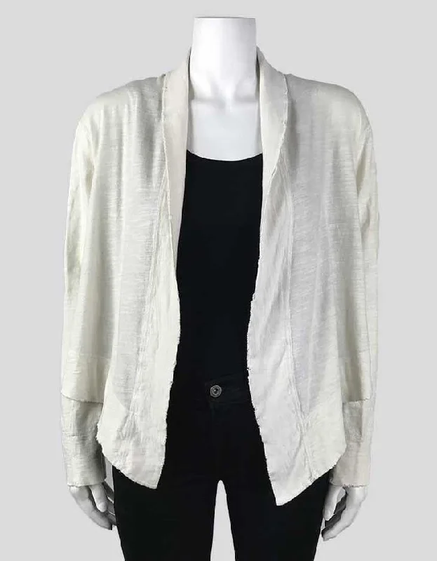 James Perse White Long Sleeved Cotton Cardigan With Open Front And Frayed Edges Size 1 Casual Formal Business Casual Formal Business James Perse White Long Sleeved Cotton Cardigan With Open Front And Frayed Edges Size 1 Casual Formal Business Casual Formal Business