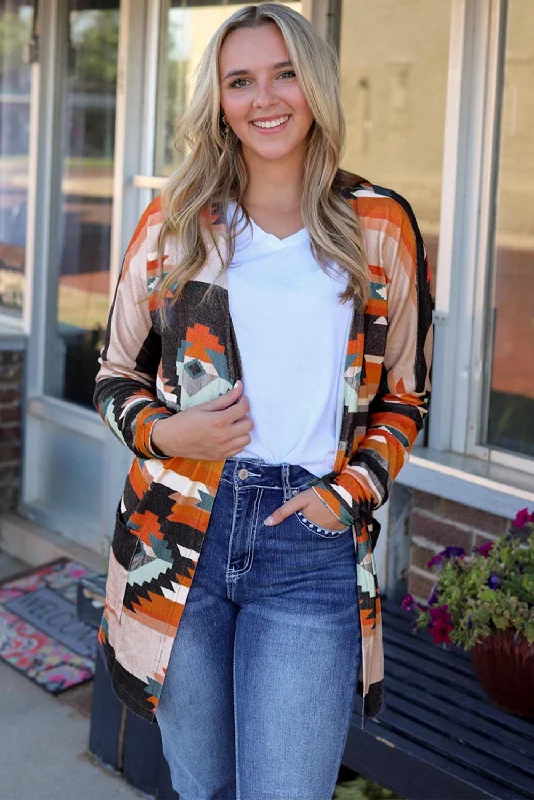 Geometric Open Front Long Sleeve Cardigan with Pockets Elasticated Padded Insulated Elasticated Padded Insulated Geometric Open Front Long Sleeve Cardigan with Pockets Elasticated Padded Insulated Elasticated Padded Insulated