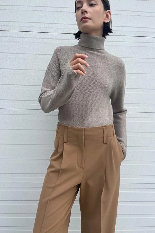 Ulla Wide Leg Trousers in Camel Trousers Evening Elegant Trousers Evening Elegant