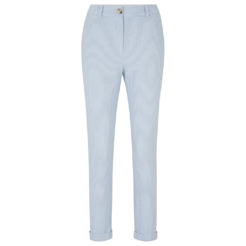 Regular-fit cropped trousers in striped cotton-blend seersucker Trousers Lace Delicate Trousers Lace Delicate Regular-fit cropped trousers in striped cotton-blend seersucker Trousers Lace Delicate Trousers Lace Delicate
