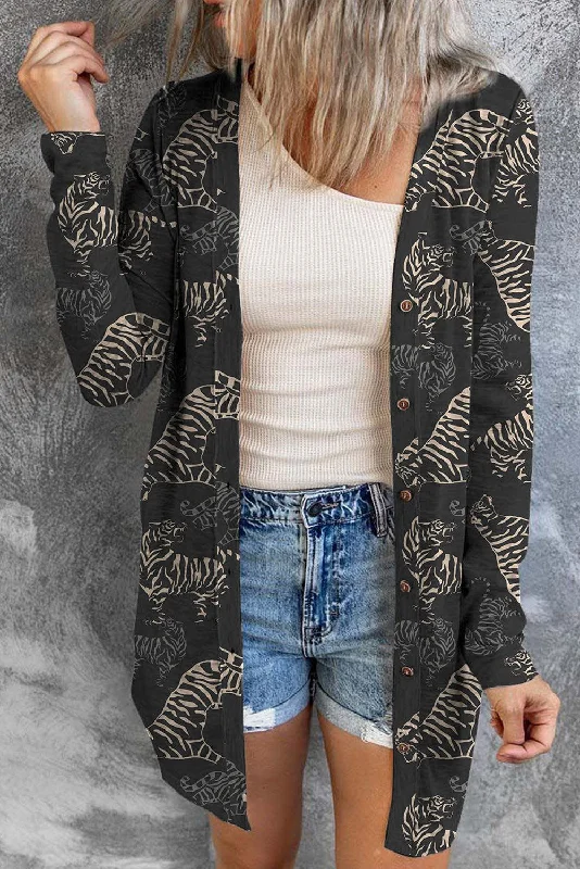 Tiger Print Button Up Long Sleeve Cardigan Polka Dot Checkered Tartan Polka Dot Checkered Tartan Tiger Print Button Up Long Sleeve Cardigan Polka Dot Checkered Tartan Polka Dot Checkered Tartan