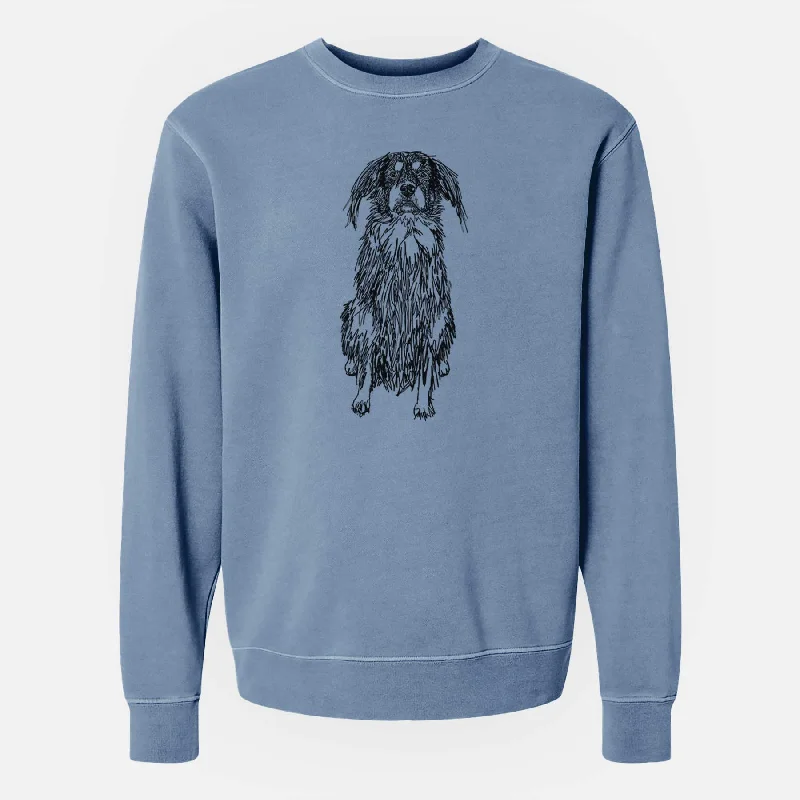 Doodled Indy the Mixed Breed - Unisex Pigment Dyed Crew Sweatshirt Hoodie with Hood Adjustable Protection Hoodie with Hood Adjustable Protection Doodled Indy the Mixed Breed - Unisex Pigment Dyed Crew Sweatshirt Hoodie with Hood Adjustable Protection Hoodie with Hood Adjustable Protection