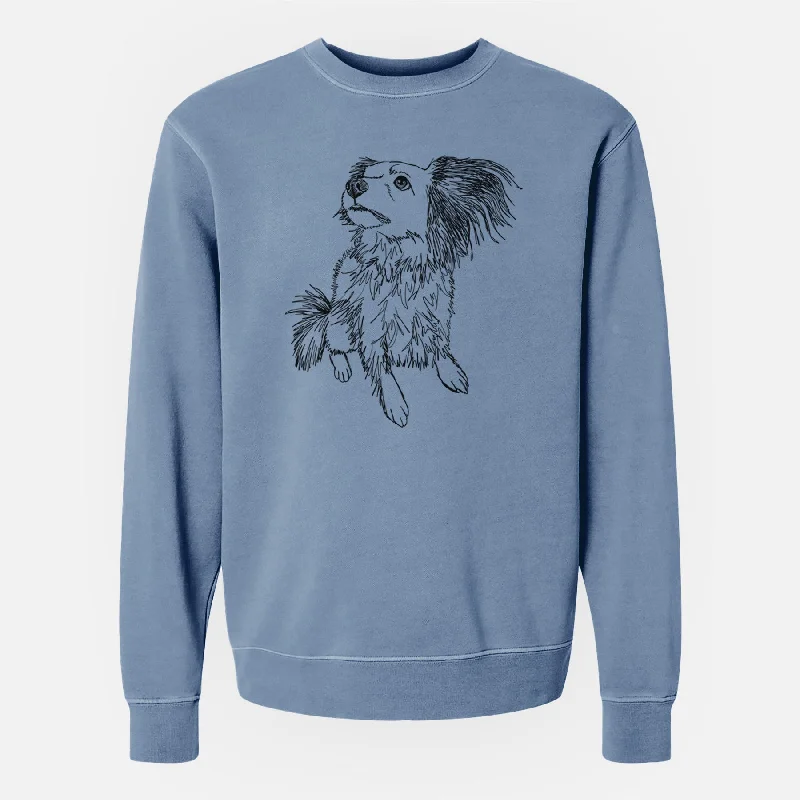 Doodled Tony the Mixed Breed - Unisex Pigment Dyed Crew Sweatshirt Hoodie with Velcro Closure Adjustable Secure Hoodie with Velcro Closure Adjustable Secure Doodled Tony the Mixed Breed - Unisex Pigment Dyed Crew Sweatshirt Hoodie with Velcro Closure Adjustable Secure Hoodie with Velcro Closure Adjustable Secure