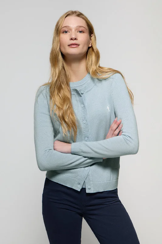Cárdigan azul celeste de punto con botonadura y logo bordado Rigby Go Elasticated Padded Insulated Elasticated Padded Insulated Cárdigan azul celeste de punto con botonadura y logo bordado Rigby Go Elasticated Padded Insulated Elasticated Padded Insulated