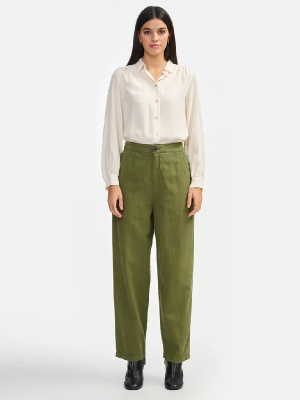 Bellerose Pasop Twill Trousers in Army Trousers Silk Elegant Trousers Silk Elegant