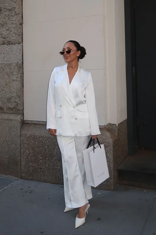 Madison White Satin Trousers Trousers Denim Blue Trousers Denim Blue