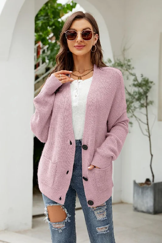 Button Up Drop Shoulder Long Sleeve Cardigan Glossy Satin Silk Glossy Satin Silk