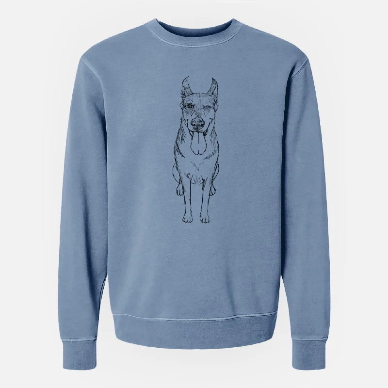 Doodled Bella the German Shepherd Husky Mix - Unisex Pigment Dyed Crew Sweatshirt Hoodie with Ribbed Cuffs Snug Fit Comfort Hoodie with Ribbed Cuffs Snug Fit Comfort