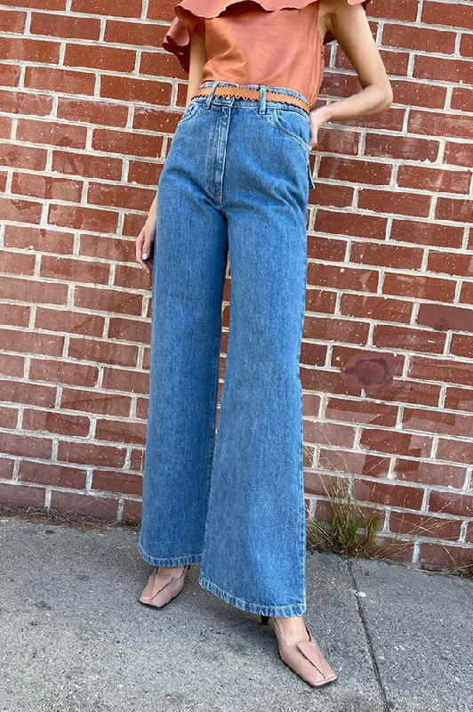 Presca Denim Trousers in Blue Denim Trousers Mesh Breathable Trousers Mesh Breathable