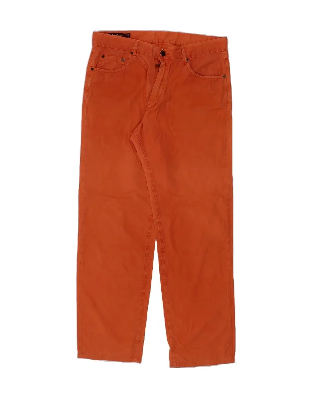 MARLBORO CLASSICS Mens Straight Casual Trousers W36 L32 Orange Cotton Trousers luxurious premium Trousers luxurious premium