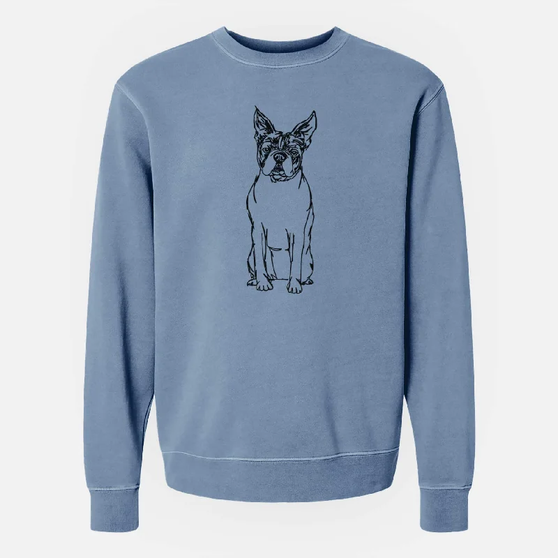 Doodled Boston Terrier the - Unisex Pigment Dyed Crew Sweatshirt Hoodie with Typography Text Message Hoodie with Typography Text Message Doodled Boston Terrier the - Unisex Pigment Dyed Crew Sweatshirt Hoodie with Typography Text Message Hoodie with Typography Text Message