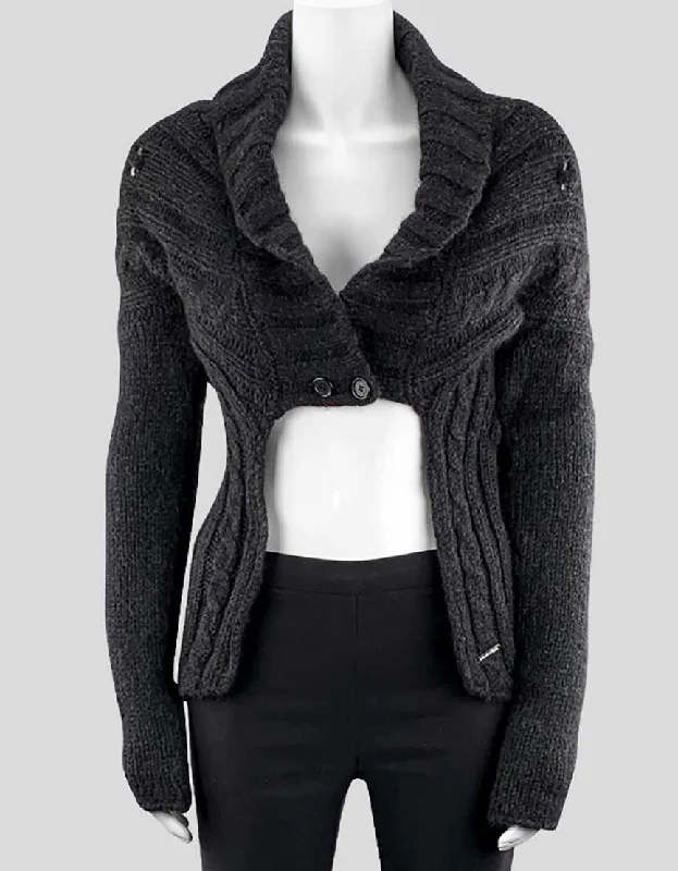 Costume National Women's Charcoal Grey Draped Alpaca Cashmere Knit Cardigan With Long Sleeves Small Terry Terry Cloth Terry Knit Terry Terry Cloth Terry Knit Costume National Women's Charcoal Grey Draped Alpaca Cashmere Knit Cardigan With Long Sleeves Small Terry Terry Cloth Terry Knit Terry Terry Cloth Terry Knit