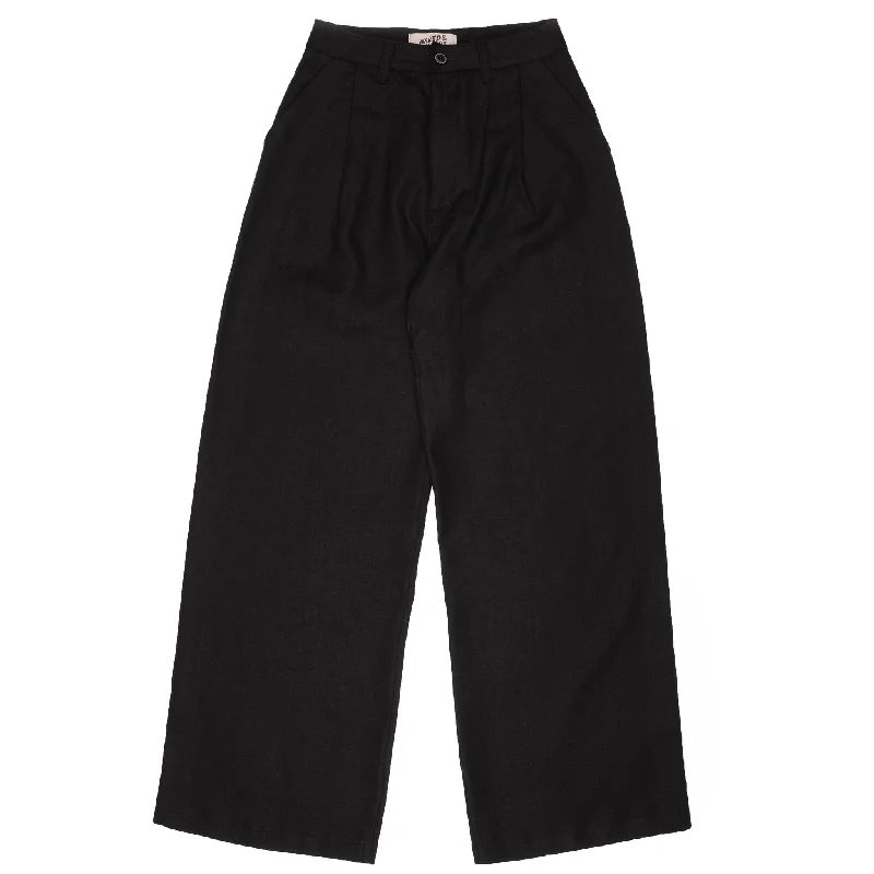 Relaxed Pleated Trouser - French Linen Fine Canvas - Black Trousers Occasion Special Trousers Occasion Special Relaxed Pleated Trouser - French Linen Fine Canvas - Black Trousers Occasion Special Trousers Occasion Special
