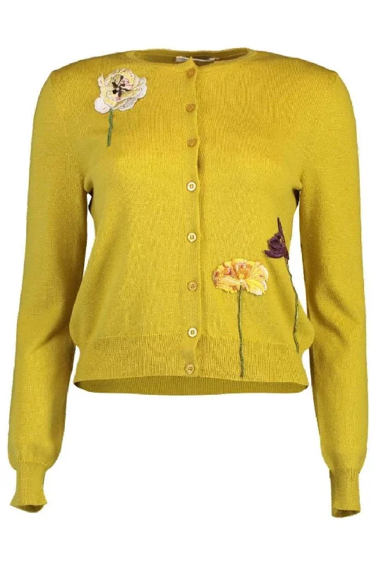 Floral Threadwork Cardigan - Yellow Fleece Cardigan Nylon Polyester Fleece Cardigan Nylon Polyester Floral Threadwork Cardigan - Yellow Fleece Cardigan Nylon Polyester Fleece Cardigan Nylon Polyester