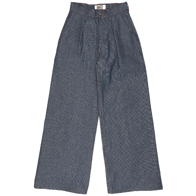 Wide Leg Trouser - Natural Indigo Denim Trousers Summer Linen Trousers Summer Linen
