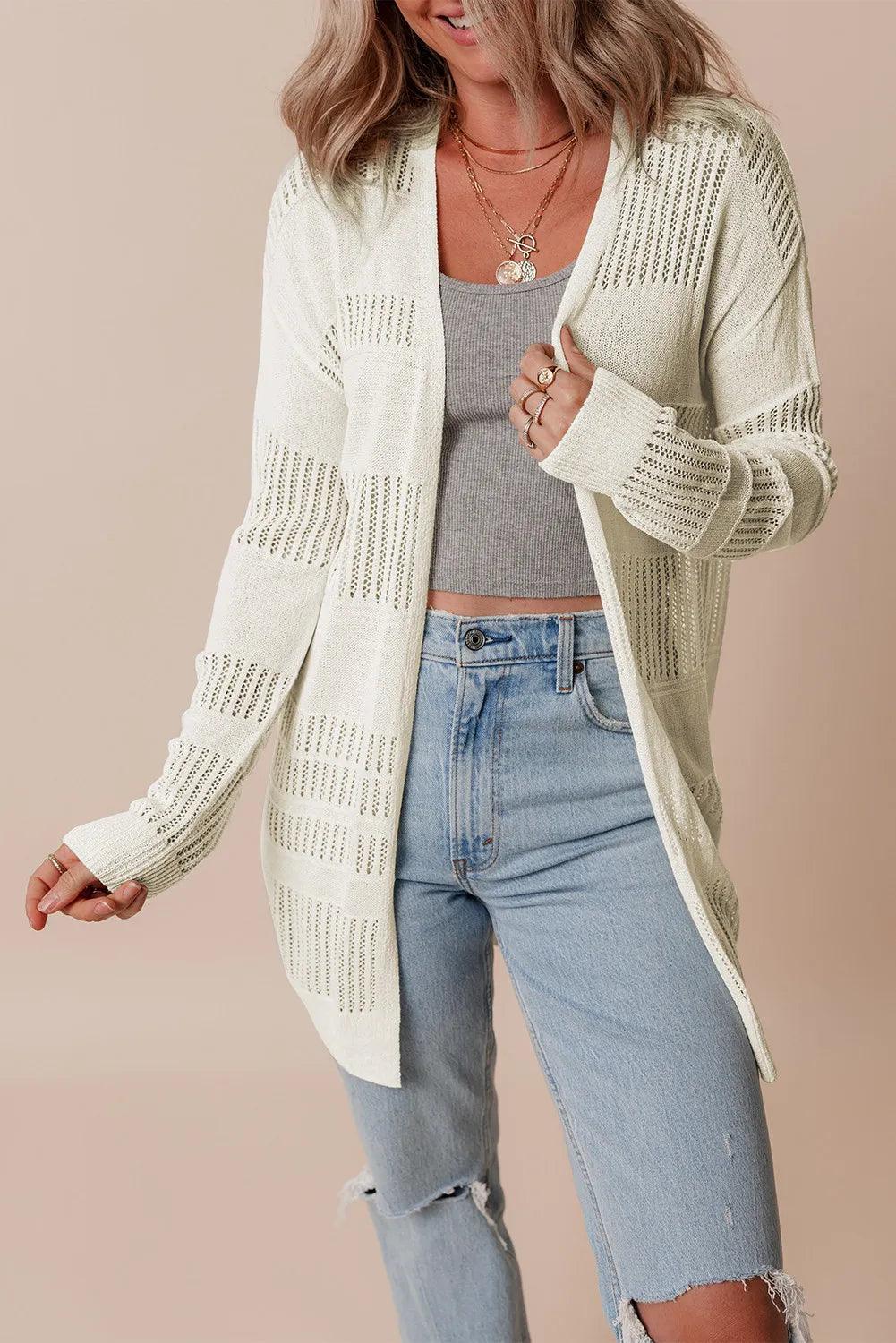 Openwork Open Front Long Sleeve Cardigan Seamless Knitted Crochet Seamless Knitted Crochet Openwork Open Front Long Sleeve Cardigan Seamless Knitted Crochet Seamless Knitted Crochet