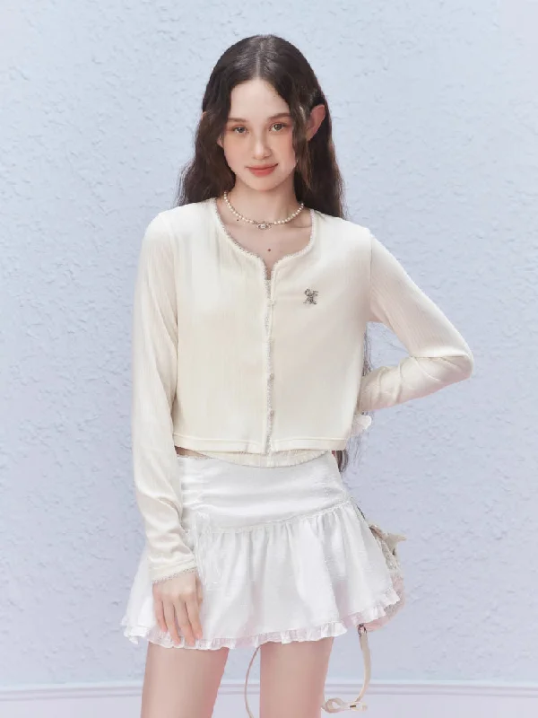 Sheer lace short cardigan【s0000007424】 Soft Cozy Warm Soft Cozy Warm
