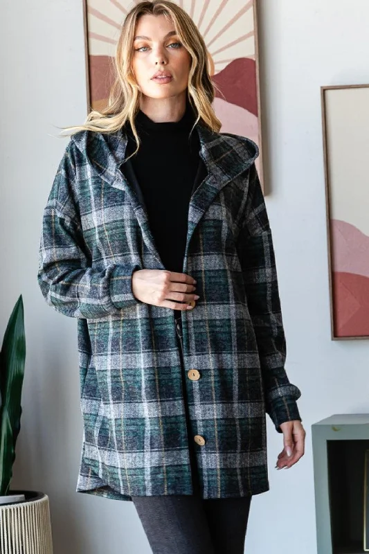 Heimish Plaid Button Down Long Sleeve Hooded Cardigan Thin Thick Dense Thin Thick Dense Heimish Plaid Button Down Long Sleeve Hooded Cardigan Thin Thick Dense Thin Thick Dense