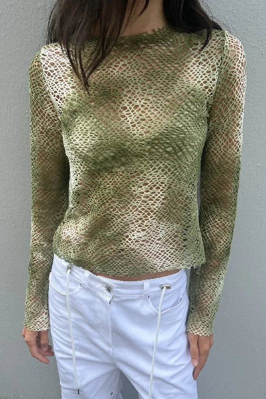 GRADIENT OPEN-KNIT TOP Autumn Knit Shirt